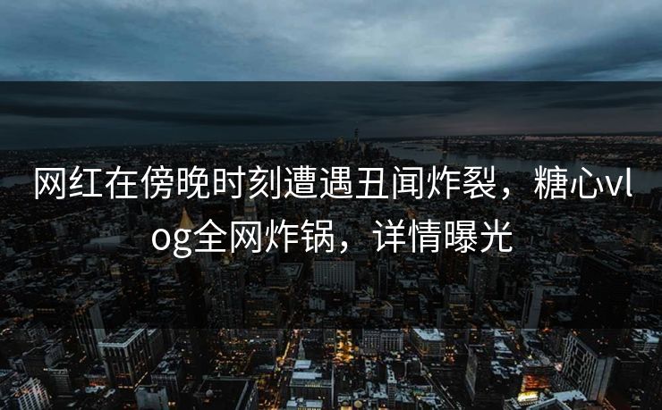 网红在傍晚时刻遭遇丑闻炸裂，糖心vlog全网炸锅，详情曝光