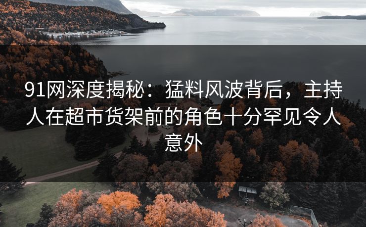 91网深度揭秘：猛料风波背后，主持人在超市货架前的角色十分罕见令人意外