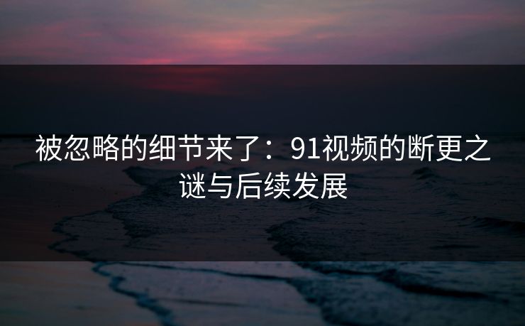 被忽略的细节来了：91视频的断更之谜与后续发展