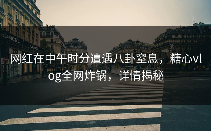 网红在中午时分遭遇八卦窒息，糖心vlog全网炸锅，详情揭秘