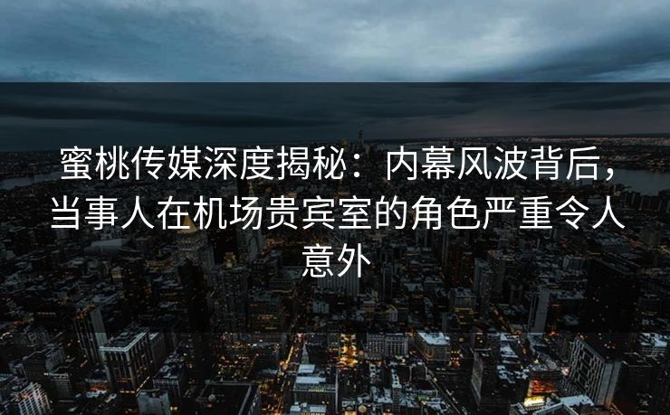 蜜桃传媒深度揭秘：内幕风波背后，当事人在机场贵宾室的角色严重令人意外