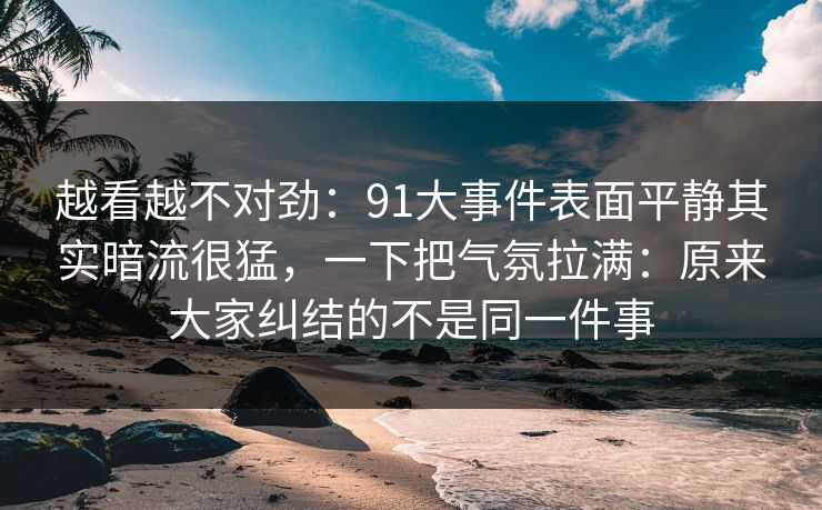 越看越不对劲：91大事件表面平静其实暗流很猛，一下把气氛拉满：原来大家纠结的不是同一件事
